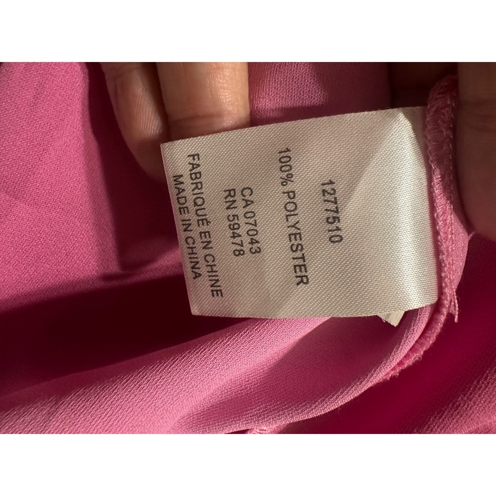 Rachel Rachel Roy Hot Pink Satin Button Down Short Sleeve Blouse Large Fuchsia - Picture 7 of 7